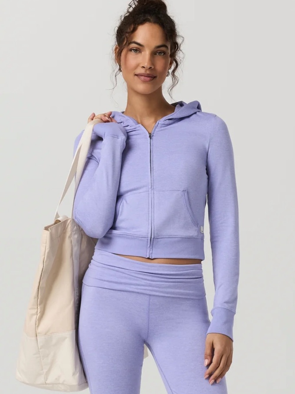 Vuori Lavender Halo Mini Cropped Zip Hoodie - Women's